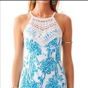 Lilly Pulitzer High Neck Peacock Shift Dress